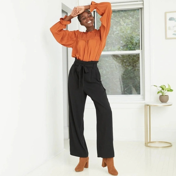 Target A New Day • Rust Smocked Long Sleeve Blouse - Picture 2 of 10